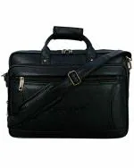Hard Craft Black Leather Messenger Bag 15.6 inch