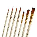 FRKB Round and Flat Mix Painting Brush Set of 7 Pieces for Watercolor and Acrylic Painting