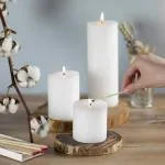 AromaticFables- Vanilla Scented Set of 3 White Pillar Candles