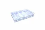 GLOBOMOTIVE Multipurpose Plastic Storage Box with 8 Removable Dividers (Transparent, Rectangular)