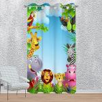 Winnsun Polyester Semi Transparent Kids Curtain (Cartoon Curtains) (7ft, Jungle Theme)