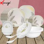 Keneye 32 Pieces Melamine Dinner Set - Elegant,Break & Stain Resistant,Dishwasher Safe,Designer Crockery Dinnerware In Exclusive Round Shape For Your Own Home Kitchen Or Gifting