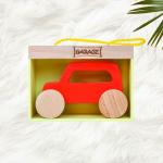 Hawbeez Wooden Red Jeep with Garage/Wooden Jeep Toy/Pretend Play Toy/Jeep Toy/Push and Pull Toy/Kids Toys/Car Toys