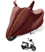 Auto Hub Waterproof Bike Cover Compatible with Hero Vida, Coated, Mirror Pocket, Belt Buckle Maroon