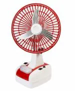 Globex 8-Inch Rechargeable Table Fan with LED Lamp 400 mm Ultra High Speed 3 Blade Table Fan (Red, Pack of 1)