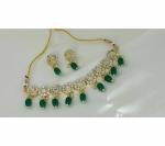 Gyaan Jewels Handmade Gold Plated Brass Earring and Necklace Set Green (Women) (Pack of 1) Free Size