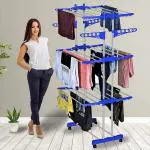 VACHHANI ENTERPRISE Clothing Stand | Stylish Garment Stand | Hanging Rack | Clothes Hanger for Balcony & Bedroom | 3-Tier Folding Clothes Rail Clothes Horses Drying Rack
