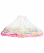 Mee Mee Baby Mattress Set with Mosquito Net and Pillow (Pink) (MM-1429 B_Pink) (599.0mm L X 132.0mm W)