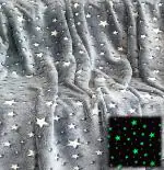 AHC Grey Polyester Glow In The Dark Microfiber Blanket For Kids 150 x 100 cm