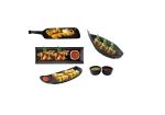 OLRADA 6 Pcs Black Serving Melamine Platte Combo for French Fries Rolls Dessert,Momos, and Snacks