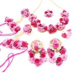 HASTSHILP Jewellery Pearl Designer Pink & red Jwellery Set with 7 Items for Women & Girls (Mehandi/Haldi Bridal/Baby Shower)