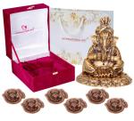 International Gift Brown Metal Ganesh Idol With Agarbatti Incense Stick Stand Diya With Beautiful Gift Box Packing With Carry Bag