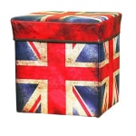 WIDERZONE Portable and Foldable Storage Laundry Box Cum Sitting Stool, Foot Stool, Seat, Coffee Table, Storage Chest for Living Room (Eiffel Tower, Multi, Rectangular, 33x29x29 cm)