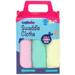 LazyToddler Cotton Organic Muslin Baby Swaddles 120x120 cm Large Size (Set of 3)(Pink,Green & Yellow)