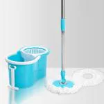 LivingBasics Magic Mop Stick with Spinning Bucket for Floor Cleaning - Includes 2 Microfiber Refills