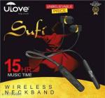 CLUBCLASSY ULOVE Sufi Bluetooth Neckband in-Ear Wireless Bluetooth Smart Neckband Earphone with Touch Controls | 15 Hour Playtime | Environmental Noise Cancellation with Dual mic | Fast Charging (Carbon Black)