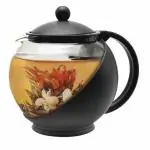 Lxoice Half Moon Teapot with Infuser, Tea Kettle, Tea Pot Kettle, Glass Tea Pot with Infuser, Tea Infuser (Black - 1.25l)