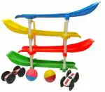Goyal's Rolling & Flipping Race Car Track Toy for Toddler Vehicle Set with 2 Racer Cars + 2 Rattle Balls Fine Motor Skill Montessori Building Learning Toys