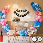 Hemito Latex Pink,Blue,Yellow Happy Birthday Decoration Kit Balloon With Birthday Banner,Glue Dot Arch Roll With Pump Birthday Decoration Item Material (Set Of 64)