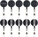 Shining Zon Round Shape Yo-Yo Retractable Key Ring for ID Card Holder (Black Pack Of 25)
