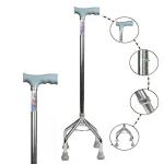 MCP Jindal Aluminium Elevated Black Quadripod Adjustable Four Legged Walking Stick for Old People Support, Men, Women, 4 Leg Cane Stick (Silver) Incomplete