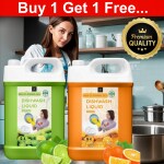 BLISS & BLUSH Dishwash Liquid Orange 5LTR & Green 5LTR Combo pack of 2| Organic Liquid Dishwashing Gel for Oil stains & Burnt Residues