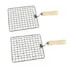 Stainless Steel Wooden Roasted Jali Square, MultiColour (Pack of 2)