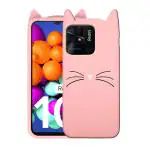Richburg Pink Rubber Billi Cartoon Ear Design Shockproof Back Case For Mi Redmi 10C