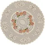 EASTTARDOMM Cotton Round Center Table Covers Floral EASTTARDOMM Printed Tablecloth Dinning Table Cover for 4 Seater, 60 x 60 Inches, Brown