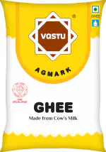 Vastu Cow Ghee 100% Authentic Cow Ghee with Rich Aroma for Better Digestion and Immunity - 1 Litre Plastic Pouch (Pack of 1)