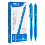 Deli Xtremm Model Roller Ball Point Blue Pen, Retractable Ball Pens Set of 12, Mini tip: 0.7mm