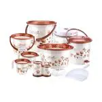 Joyo Bathroom Set Jumbo Printed 10 Pcs (Bucket 25, Bucket 5, Pedal 1007, Tub No. 3, Round Patla, Mug 1100, Mug 1500, Gem Stand, Dust Pan, Soap Case) Brown Colour