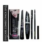 CLASSY HUDA PROFESSIONAL LIQUID EYELINER, MASCARA, EYEBROW PENCIL & KAJAL. COMBO [PACK OF 4] PROFESSIONAL EYE MAKEUP MINI KIT