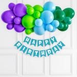 SPECIALYOU.IN green, blue and purple birthday balloons for birthday decoration for boys/kids, latex metallic balloons for decoration with happy birthday party banner- 43items