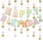 My Party Suppliers Girls Toddler Pastel Colors Happy Birthday Banner and Decorations
