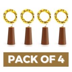 Turbo Traders Fairy Warm White Led Lights String with Cork 2m Silver Wire, Battery Powered,Plastic - (Bottles not Include) Pack of 4