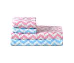 House Beauty Luxury Microfiber Ultra Soft 4 pcs Towel Set, 2 Bath Towel(70 cm x 140 cm), 2 Hand Towel(40 cm x 60 cm) Zig-Zag- Pink and Sky Blue