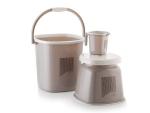 Bathroom Accessories Set Heavy Plastic Bath Set Bathroom Bucket(25Ltr), Mug(1.5Ltr), Stool 3 Pieces Combo Set for Home, Kitchen & Bathroom (25ltr3pc_Grey_Square)