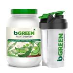 bGREEN by HealthKart Plant Protein Powder, 25 g Protein (Pea Protein Isolate & Pumpkin Seed), Complete Amino Acid Profile, Antioxidant Rich, Muscle Repair (Cafe Mocha, 1 kg, 27 Servings) with Shaker