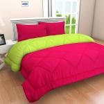 PumPum Green and Pink Microfiber Reversible King Size Comforter 100 inch x 90 inch
