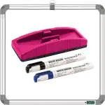 YAJNAS Non Magnetic 1X1 Feet, Double-Sided Writing White & Chalk board & 1 Duster & 2 Markers Whiteboards and Duster Combos (White, Green)