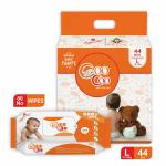 Coo Coo Large Size Diaper Pants (44 Count) & Baby wipes (80 Count) combo pack