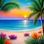 Love Creation A4 Size poster print for creative wall art- sunset-cove-canvas-11129(Non Sticker)