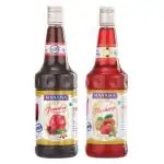 Manama Grenadine Syrup and Strawberry Syrup | 750ML Each | Mixer for Mocktails, Cocktails, Drinks, Juices, Beverages | Pack of 2