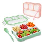 BUMBERELL Leak Proof 4 Compartment Lunch Box Reusable Freezer Safe Food Containers with Spoon for Adults Kids to School Work Picnic Travel, Dish Tray Tiffin Box for Office