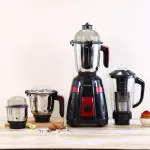 Wonderchef Platinum Mixer Grinder with 4 Jar Stainless Steel Jar Black & Crimson, 750W
