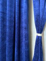 Dc Decastle 216 cm (7 ft) Velvet Room Darkening Door Curtain (Pack Of 2) (Floral, Blue)