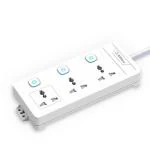 EMBOX 10A Extension Board with Individual Switch-Multi Plug Socket with 3 Sockets-Power Strip Extension with Safety Shutter and Indicator-2 Meter Extension Cord-2500W (1.8 Meter Cable)