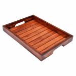 Hashcart Wooden Tray with Handles - Tea Serving Tray Decorative - Coffee Table Tray, Rustic Tray, Natural Wood Serving Trays for Home