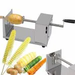 SUHIT Manual Spiral Potato Slicer Twister Stainless Steel Tornado Fries Cutter for Fruit